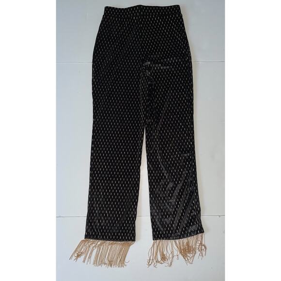 House Of Harlow 1960 X Revolve Catina Pant SP Noir And Gold Velvet Whimsical NWT - Picture 13 of 13